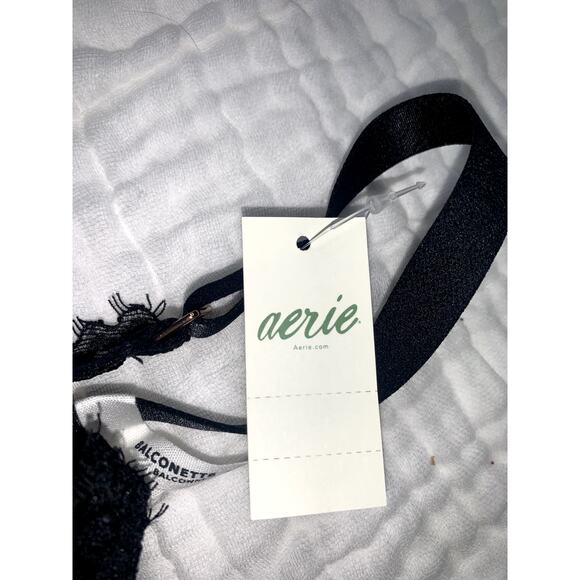 Aerie Women's Black Real Power Paisley Lace Balconette Bra Size 34DD - Picture 11 of 11